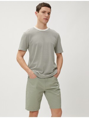 Koton Basic Gabardin Şort Soluk Efektli Düğmeli Pamuklu