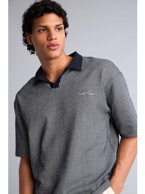 DeFacto Dokulu Boxy Fit Polo TIŞÖRT F8351AX26SM