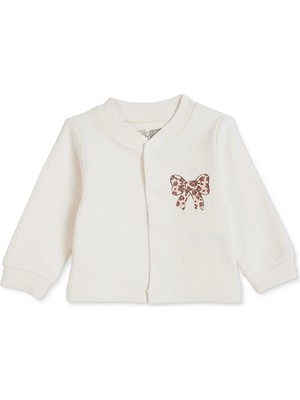 Hellobaby Kız Bebek Kapitone Hırka Fiyonk Baskılı Çıtçıtlı Bisiklet Yaka Long Sleeve