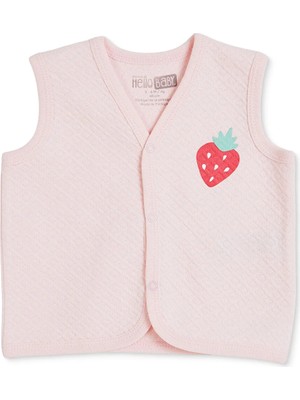 Hellobaby Kız Bebek Kapitone Yelek Meyve Baskılı Çıtçıtlı V Yaka Sleeveless