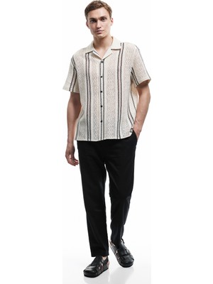 Koton Keten Pamuk Karışımlı Straight Fit Beli Bağcıklı Pantolon