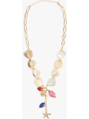 Koton Çok Renkli Boncuklu Yıldız Charmlı Kolye