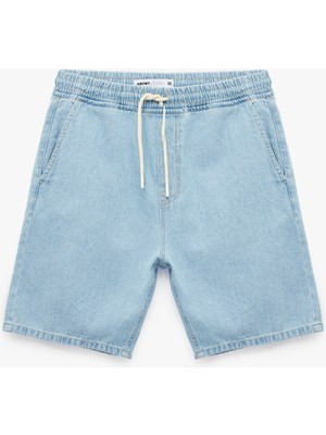 Koton Beli Bağcıklı Cep Detaylı Pamuklu Bermuda Baggy Jean Şort