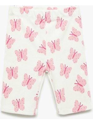 Koton Kaşkorse Kelebek Baskılı Pamuklu Kısa Tayt