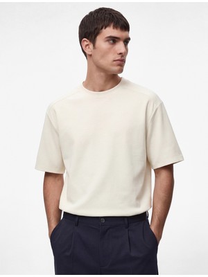 Koton Uzun Kollu Oversize Bisiklet Yaka Kısa Kollu Basic Tişört