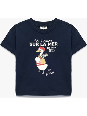 Koton Pamuklu Bisiklet Yaka Kısa Kollu Baskılı Tişört