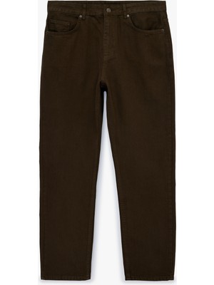 Koton Pamuklu Normal Bel Cepli Vintage Straight Fit Jean Pantolon