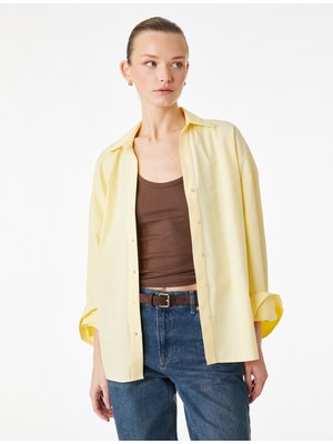 Koton Pamuklu Uzun Kollu Poplin Oversize Gömlek