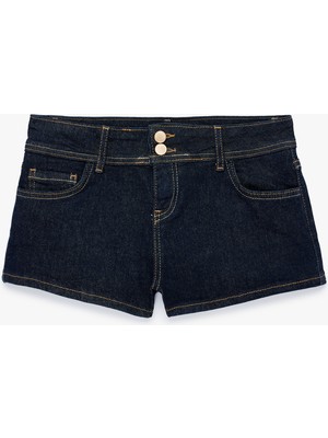 Koton Standart Bel Düğmeli Cepli Ekstra Mini Denim Şort