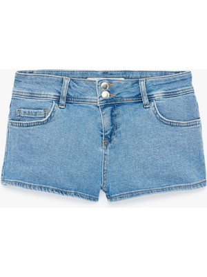Koton Standart Bel Düğmeli Cepli Ekstra Mini Denim Şort