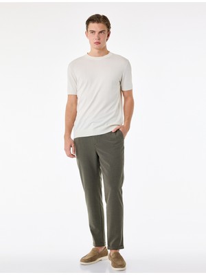 Koton Duble Paça Cepli Viskon Karışımlı Beli Bağcıklı Düğmeli Kumaş Pantolon