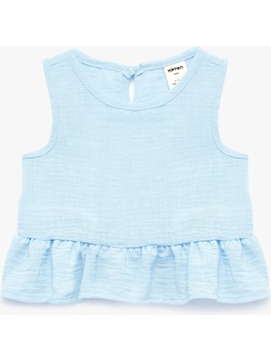 Koton Bisiklet Yaka Kolsuz Fırfırlı Bluz