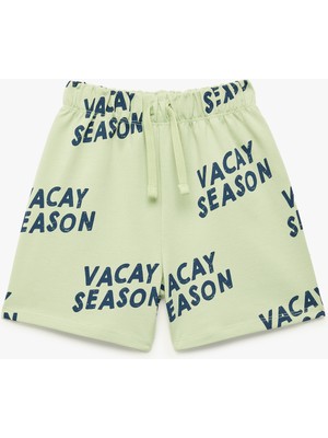 Koton Baskı Detaylı Beli Lastikli Pamuklu Şort