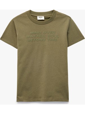 Koton Pamuklu Kısa Kollu Bisiklet Yaka Baskılı Tişört