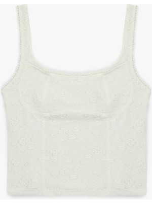 Koton Pencere Detaylı Slim Fit U Yaka Kolsuz Fisto Bluz
