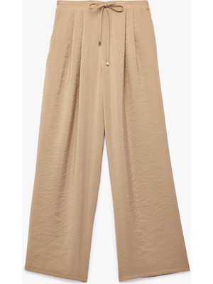 Koton Modal Kumaş Beli Bağlamalı Pileli Straight Fit Geniş Paça Palazzo Pantolon