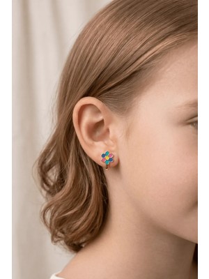 Yavuz Kuyumculuk 14 Ayar Altın Renkli Çiçek J Çocuk Küpesi