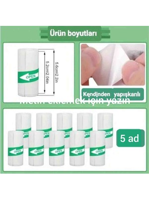 5 Adet Mini Taşınabilir Yazıcı Yapışkanlı Rulo Termal Kağıt 56 mm Beyaz Renkli Yüksek Performans