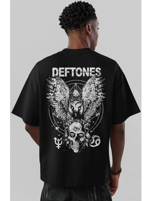 Sevbano Deftones Rock Metal Müzik Grubu Sırt Baskılı Unisex Oversize Tişört