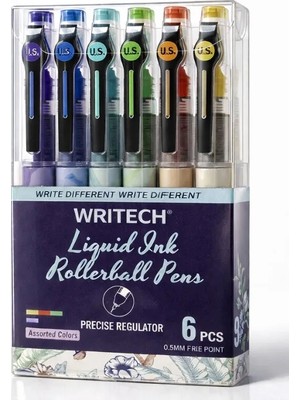 Writech - Liquid Rollerball Pen 6 Renk Jel Kalem Seti - (0.5 Mm)