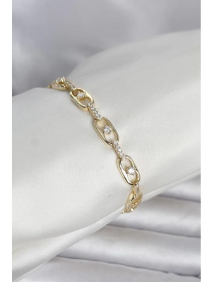 Erbilden Erb Pirinç Gold Renk Zirkon Taşlı Kadın Bileklik