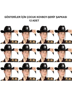 İlkyaz Fashion Kovboy Şerif Şapkası Siyah 12 Adet - Kostüm, Parti ve Gösteri Şapkası