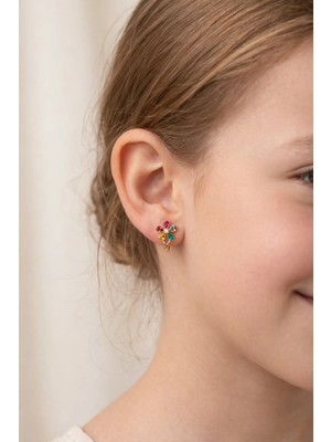 Yavuz Kuyumculuk 14 Ayar Altın Renkli Çiçek J Çocuk Küpesi