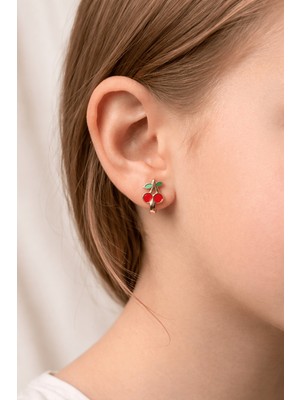 Yavuz Kuyumculuk 14 Ayar Altın Kirazlı J Çocuk Küpesi