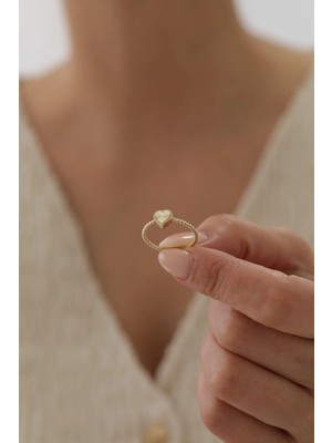 Yavuz Kuyumculuk 14 Ayar Altın Toplu Kalemli Kalp Yüzük