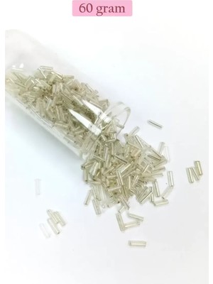 Just Cheap Store Uzun Boru Kesme Boncuk Çap 2mm Uzunluk 10 mm - 60 Gram - Gümüş - BNC271