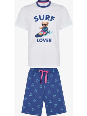 Penti Erkek Renkli Surf Lover Şortlu Pijama Takımı