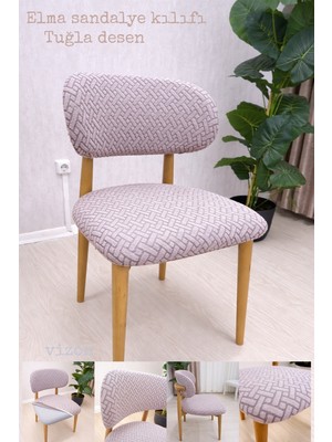 UY STYLE Jakarli Kumaş Elma Sandalye Kılıfı,tuğla Desen (1 Adet)