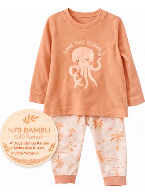 Motherlove Doğal Bambu ve Organik Pamuklu Kız Çoçoğu Pijama Takımı