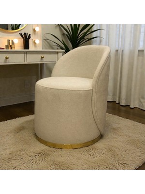 Pufunny Sırtlı Puf, Mini Berjer, Makyaj Masası Pufu, Gold Puf,