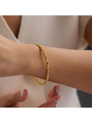 Sembol Gold 8 Ayar Ikili Burma Altın Bilezik 3 mm