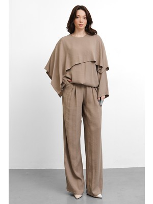 Molly Nelly Kadın Şal Detaylı Kuşaklı Günlük Bluz Pantolon Rahat Takım