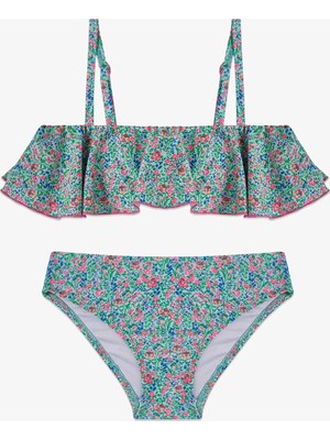 Penti Renkli Kız Çocuk Ditsy Bandeau Bikini Takımı