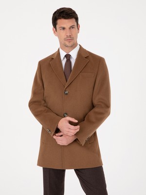 Cacharel Erkek Vizon Ex Slim Fit Yün Karışımlı Palto 50319242-VR052