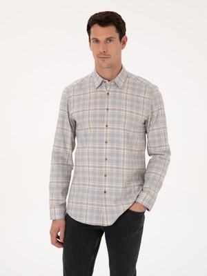 Cacharel Erkek Gri Slim Fit Uzun Kollu Gömlek 50310496-VR024