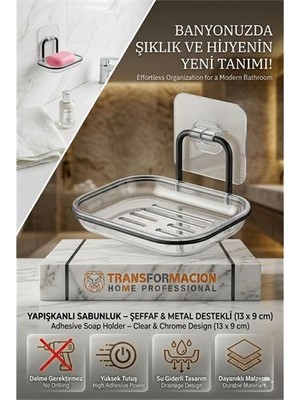 İlkyaz Fashion Yapışkanlı Sabunluk – Su Giderli, Katı Sabun Kutusu, 13 x 9 cm 723054 ILKYAZ-325T435