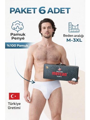 Mercan Beli Kemerli %100 Pamuk Beyaz Slıp-Terleme ve Kokuyapmaz-Rahat Kalıp-1 Kutuda 6 Adet