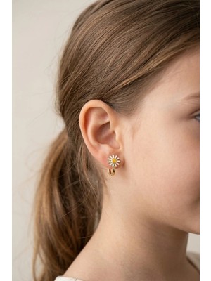 Yavuz Kuyumculuk 14 Ayar Altın Papatya J Çocuk Küpesi