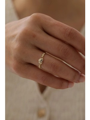 Yavuz Kuyumculuk 14 Ayar Altın Modern Kalp Yüzük