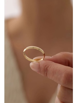 Yavuz Kuyumculuk 14 Ayar Altın Kibrit Çöpü Alyans 4 mm