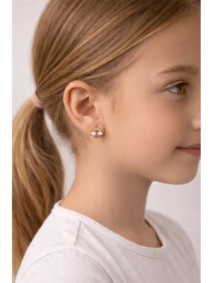 Yavuz Kuyumculuk 14 Ayar Altın Gökkuşağı J Çocuk Küpesi