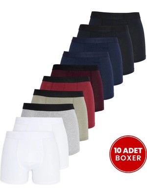 Tudors Erkek 10'lu Likralı Pamuklu Esnek Kumaş Premium Seri Boxer