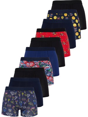 Tudors Erkek 10'lu Likralı Pamuklu Esnek Kumaş Premium Seri Boxer