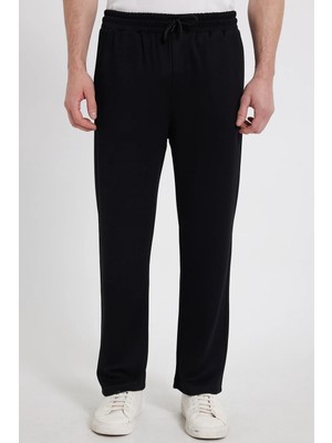 Tudors Erkek Siyah Baggy Fit Rahat Kesim Modal Kumaş Soft Doku Beli Bağcıklı Yan Cepli Eşofman Altı