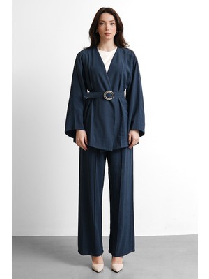 Salisburys Molly Nelly Kadın Kemerli Alt Üst Pantlonlu Takım