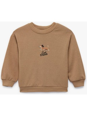 Koton Köek Baskılı Uzun Kollu Bisiklet Yaka Sweatshirt 6SMB10134TK